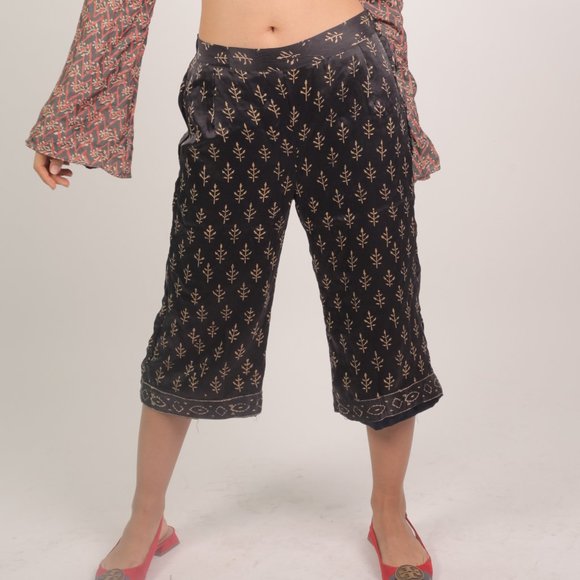 🎈Handmade Reversible 100% Silk Cropped Pants - Picture 1 of 5